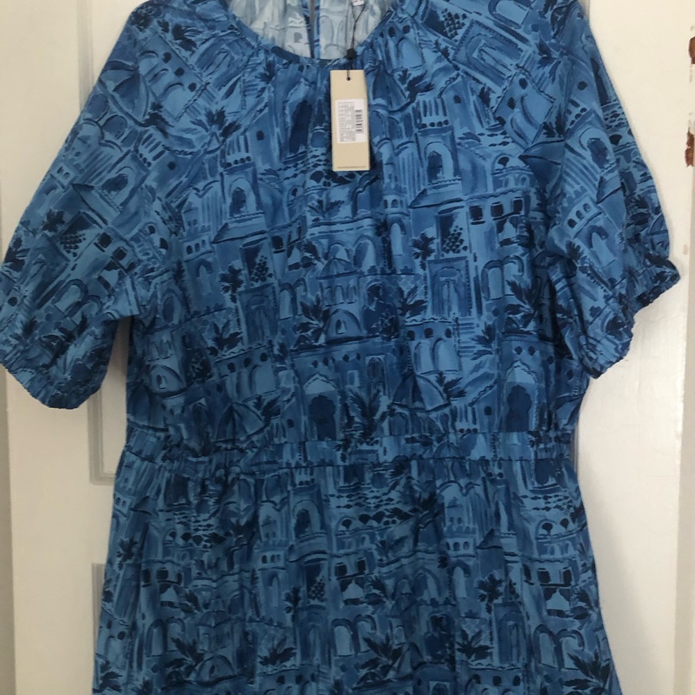Never Fully Dressed Blue Patterned Midi Dress sz … - image 7